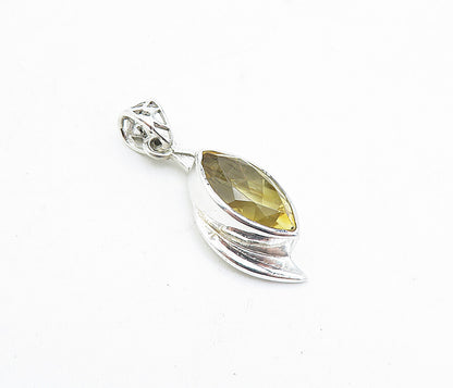 925 Sterling Silver Marquise Cut Citrine Shiny Polished Drop Pendant PT3460