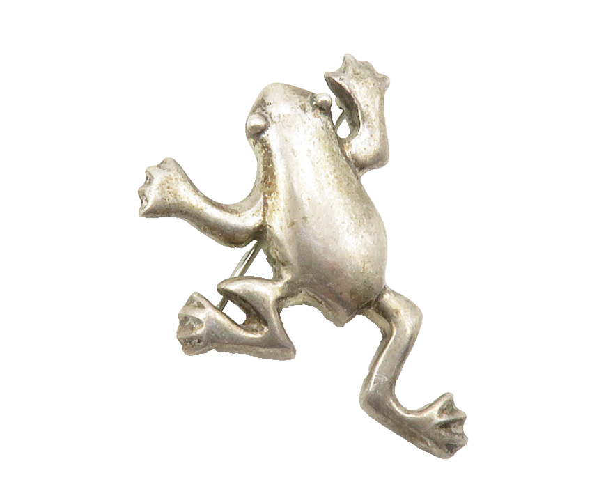 ZINA 925 Sterling Silver  Vintage Smooth Frog Animal Brooch Pin  BP4644