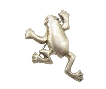 ZINA 925 Sterling Silver  Vintage Smooth Frog Animal Brooch Pin  BP4644