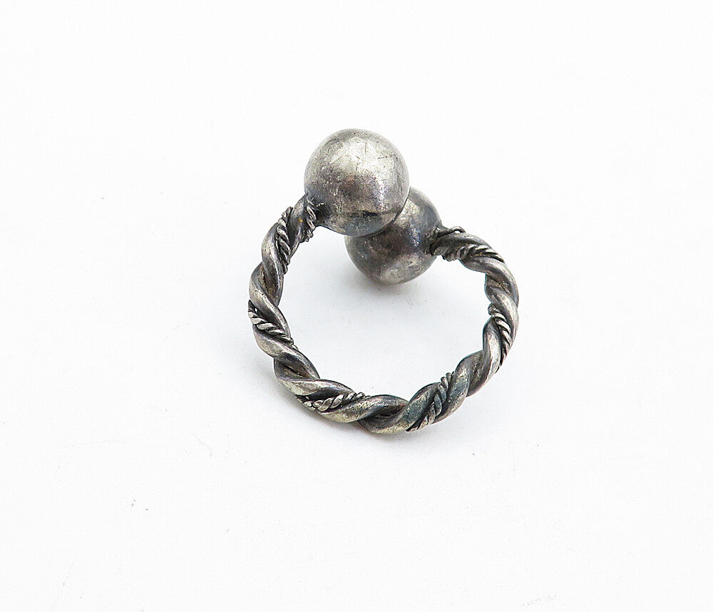 925 Sterling Silver  Vintage Dark Tone Twist Bypass Band Ring Sz 5  RG4544