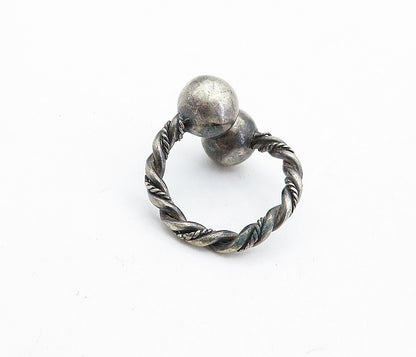 925 Sterling Silver  Vintage Dark Tone Twist Bypass Band Ring Sz 5  RG4544