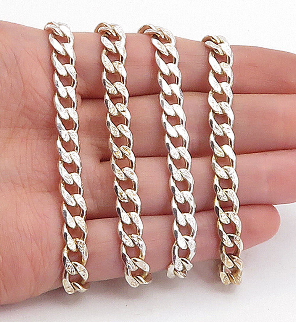925 Sterling Silver  Vintage Shiny Minimalist Curb Link Chain Necklace  NE1156