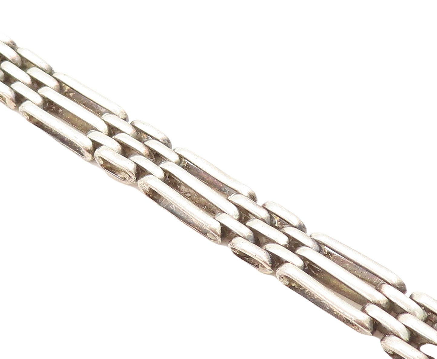 925 Sterling Silver  Vintage Shiny Industrial Hinge Chain Bracelet  BT2107