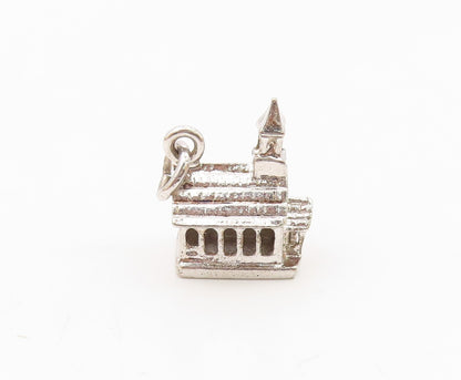 FELCHCRAFT 925 Silver  Vintage Sculpted Church Motif Charm Pendant  PT20189