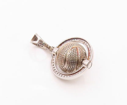 925 Sterling Silver  Vintage Cubic Zirconia Sphere Pendant (SPINS)  PT16615