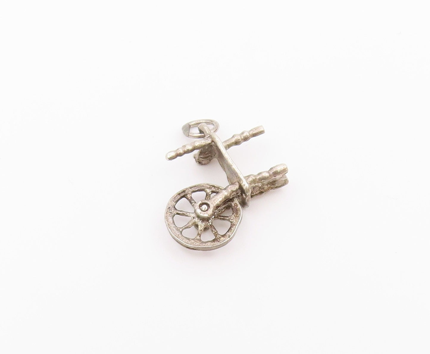 925 Sterling Silver  Vintage Old Fashioned Cotton Wheel Pendant  PT18403