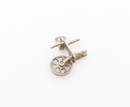 925 Sterling Silver  Vintage Old Fashioned Cotton Wheel Pendant  PT18403