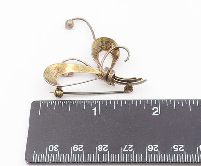 NORWAY 925 Sterling Silver  Vintage Tied Stem Boquete Brooch Pin  BP9669