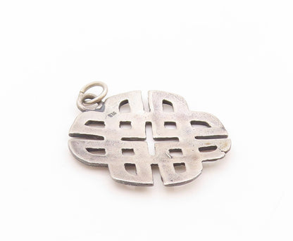 925 Sterling Silver Vintage Pendant Cutout Circle Of Celtic Knots PT24179