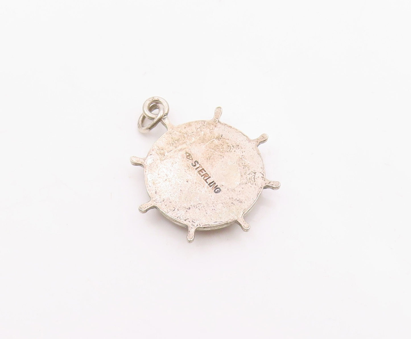 925 Sterling Silver  Vintage Antique Hyde Park NY Ship Wheel Pendant  PT17666