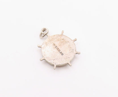 925 Sterling Silver  Vintage Antique Hyde Park NY Ship Wheel Pendant  PT17666