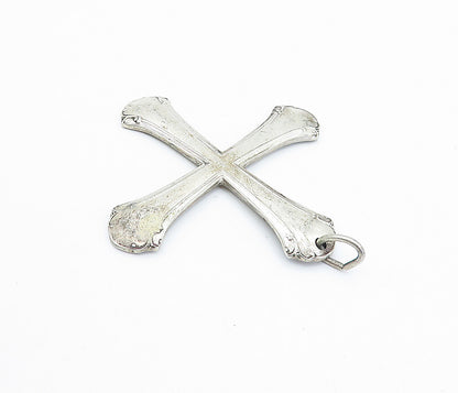 TOWLE 925 Sterling Silver  Vintage Swirl Spoon Cross Drop Pendant  PT2599
