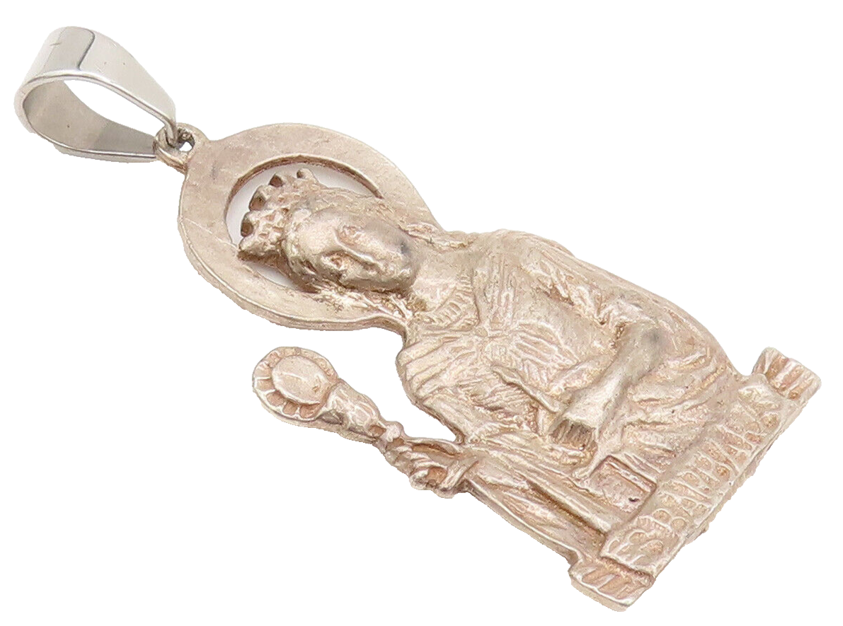 925 Sterling Silver  Vintage Cutout Carved Jesus Religious Pendant  PT22243