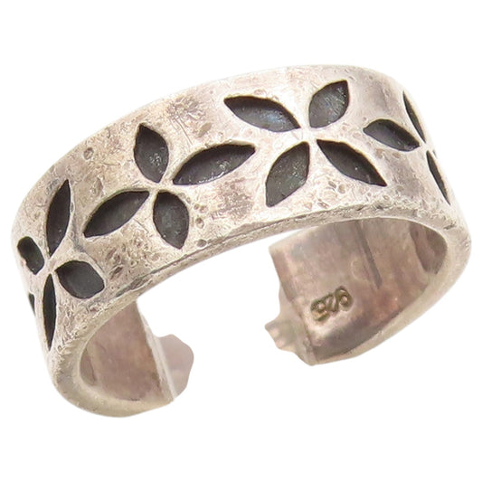 925 Sterling Silver Vintage Ring Minimalist Floral Cutout Band  Sz 6  RG36765
