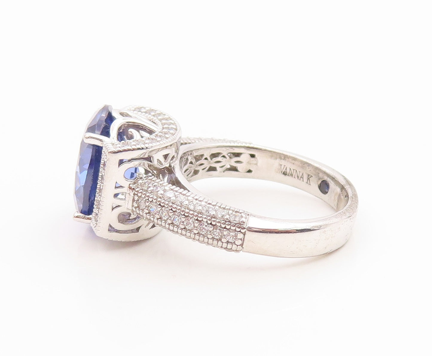 925 Sterling Silver Vintage Ring VANNA K Tanzanite & CZ Band  Sz 6  RG35531