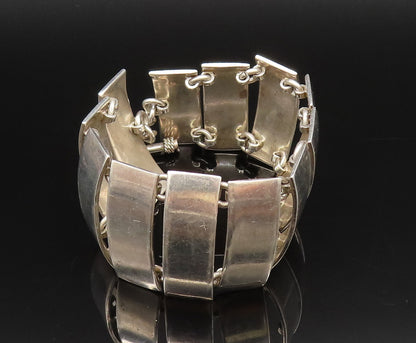 925 Sterling Silver  Vintage Minimalist Rectangle Bar Chain Bracelet  BT9657