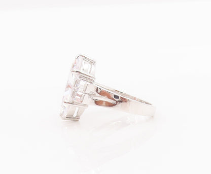 925 Sterling Silver Vintage Ring Geometric Shape Main Stone CZ  Sz 9  RG28129