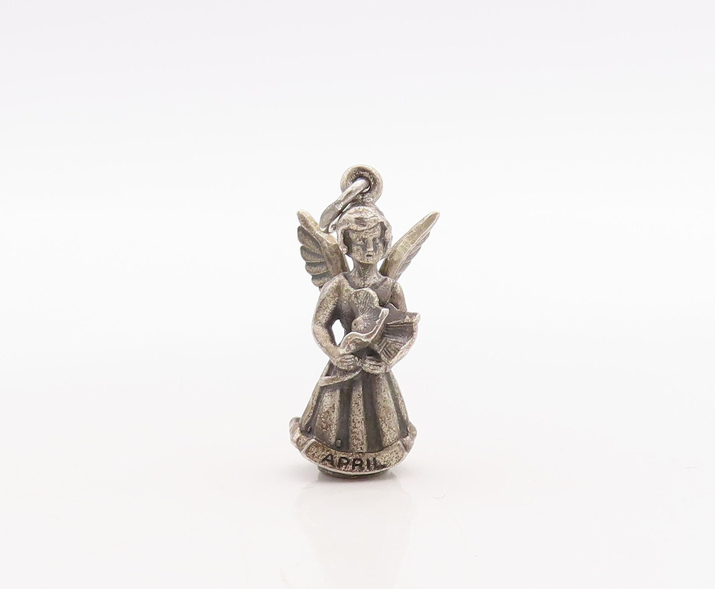 925 Sterling Silver Vintage Pendant HAYWARD April Fairy Angel Charm  PT23637