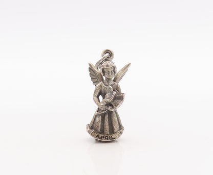 925 Sterling Silver Vintage Pendant HAYWARD April Fairy Angel Charm  PT23637