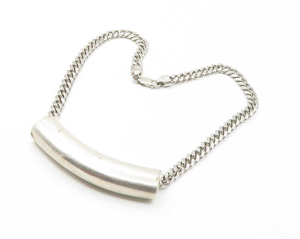 RAGE 925 Sterling Silver Vintage Curved Pendant Curb Chain Necklace NE2360