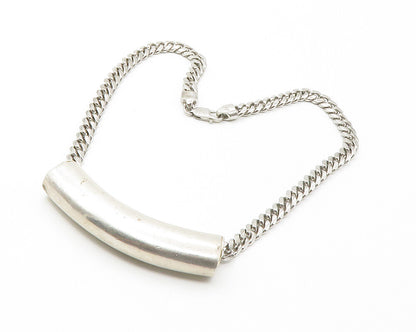 RAGE 925 Sterling Silver Vintage Curved Pendant Curb Chain Necklace NE2360