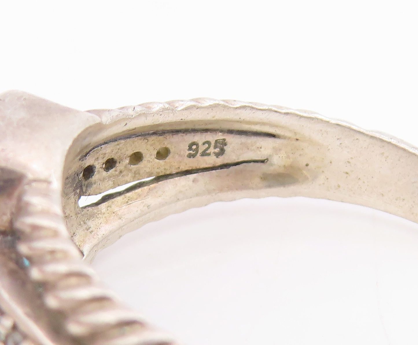 925 Sterling Silver Vintage Ring Real Diamonds & Blue Topaz Band  Sz 11  RG34378