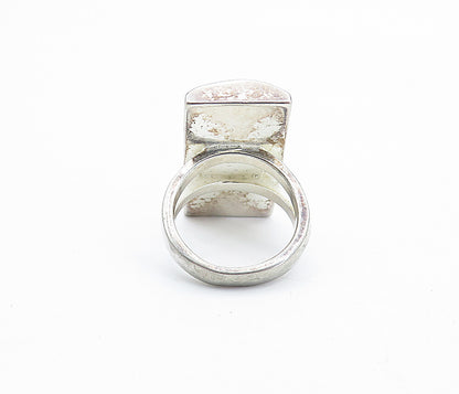 925 Sterling Silver  Turquoise Square Split Band Cocktail Ring Sz 5.5  RG7386