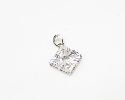 925 Sterling Silver  Inlay White Cubic Zirconia Drop Pendant  PT2005