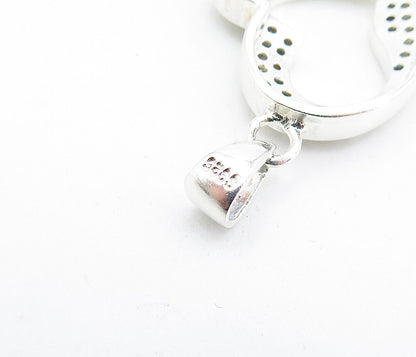 925 Sterling Silver  Sparkling Cubic Zirconia Open Love Heart Pendant  PT3999