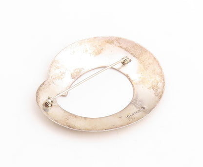 10K Gold 925 Sterling Silver Vintage Brooch Pin Designer Donut Shape Cut BP11410