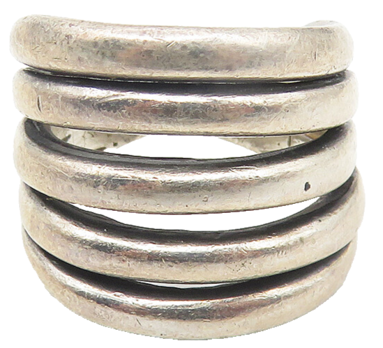 925 Sterling Silver  Vintage Smooth Dark Tone Split Band Ring Sz 5.5  RG10729