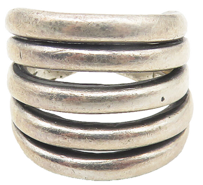 925 Sterling Silver  Vintage Smooth Dark Tone Split Band Ring Sz 5.5  RG10729