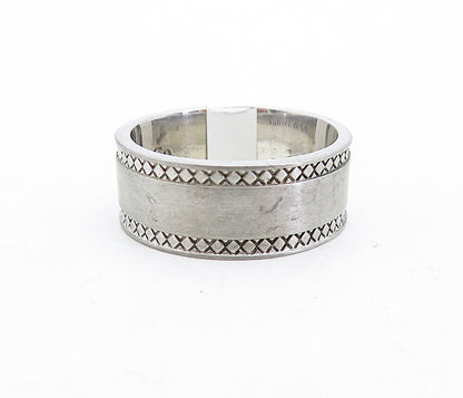 TAHARA & CO. 925 Sterling Silver  Etched Border Matte Band Ring Sz 9.5  RG5522