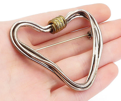 MEXICO 925 Sterling Silver  Vintage Two Tone Wrapped Detail Brooch Pin  BP2029