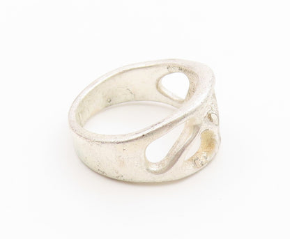 925 Sterling Silver Vintage Ring Chunky Geometric Cutout Band  Sz 7.5  RG36775