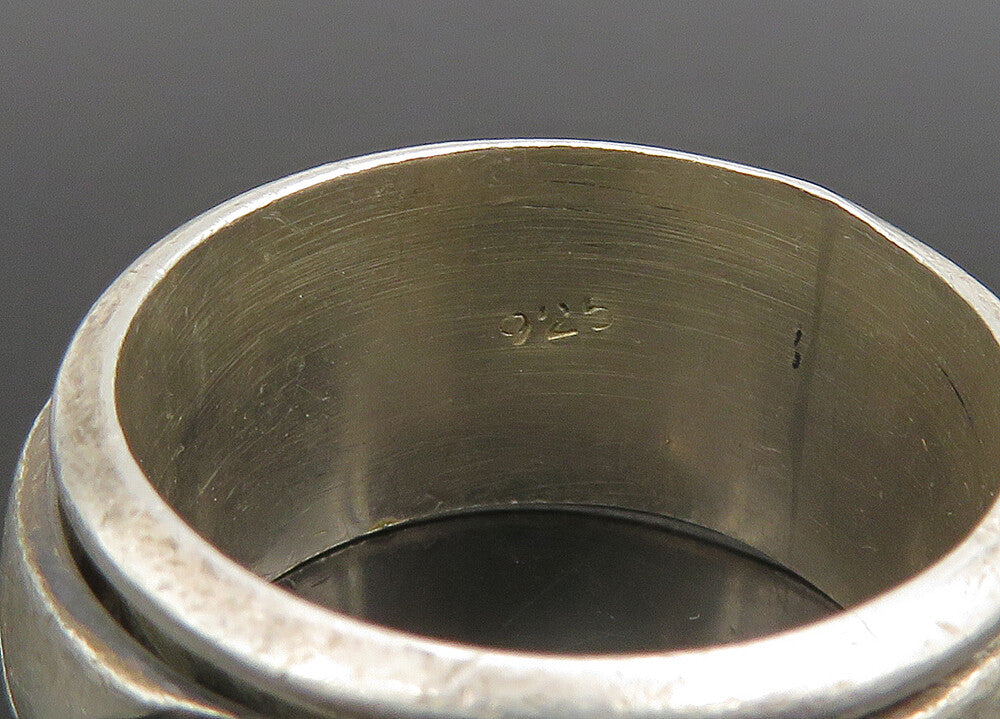 925 Sterling Silver   Vintage Cross Etched Band Spinner Ring Sz 10  RG23398