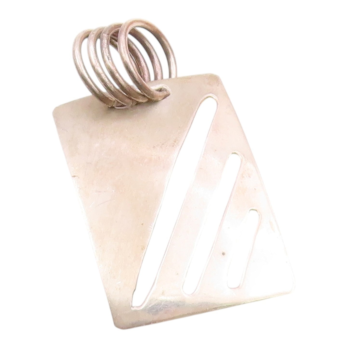 925 Sterling Silver  Vintage Shiny Smooth Cutout Detail Pendant  PT12007
