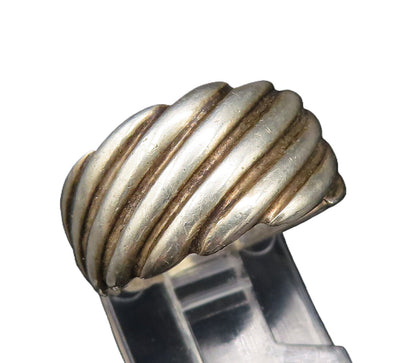 925 Silver  Vintage Fashionable Minimalist Ribbed Band Ring Sz 7  RG25880
