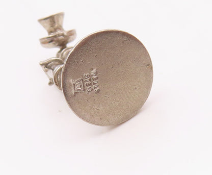 WELLS 925 Silver  Vintage Old Fashion Candlestick Telephone Pendant  PT21470