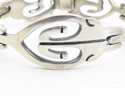 MEXICO 925 Sterling Silver  Vintage Shiny Modernist Chain Bracelet  BT1947