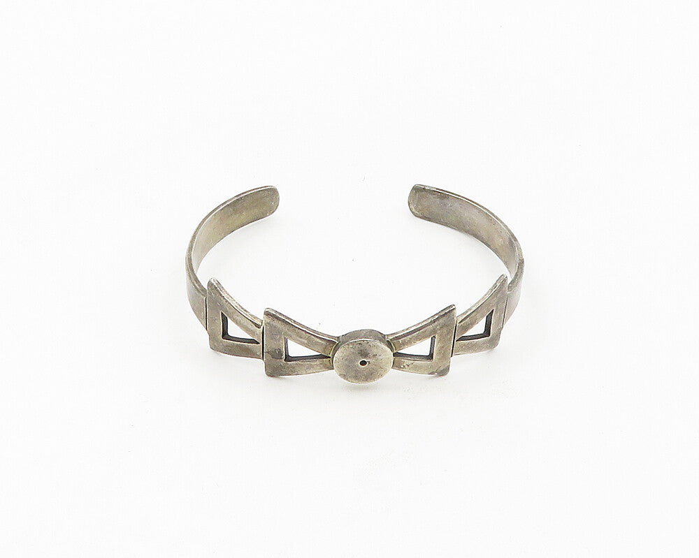 MEXICO 925 Sterling Silver  Vintage Dark Tone Bow Motif Chain Bracelet  BT7611