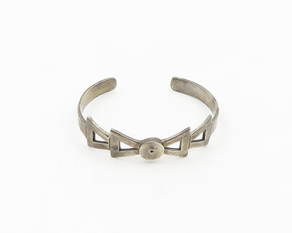 MEXICO 925 Sterling Silver  Vintage Dark Tone Bow Motif Chain Bracelet  BT7611