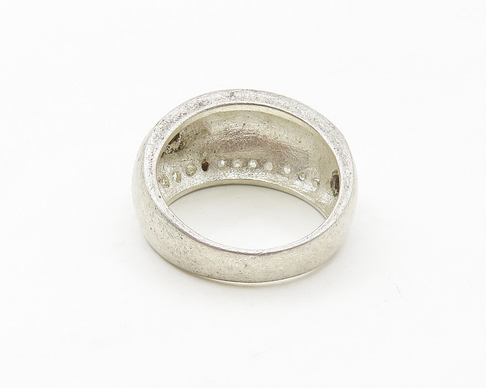 925 Sterling Silver  Vintage White Topaz Fluted Dome Band Ring Sz 6.5  RG17111