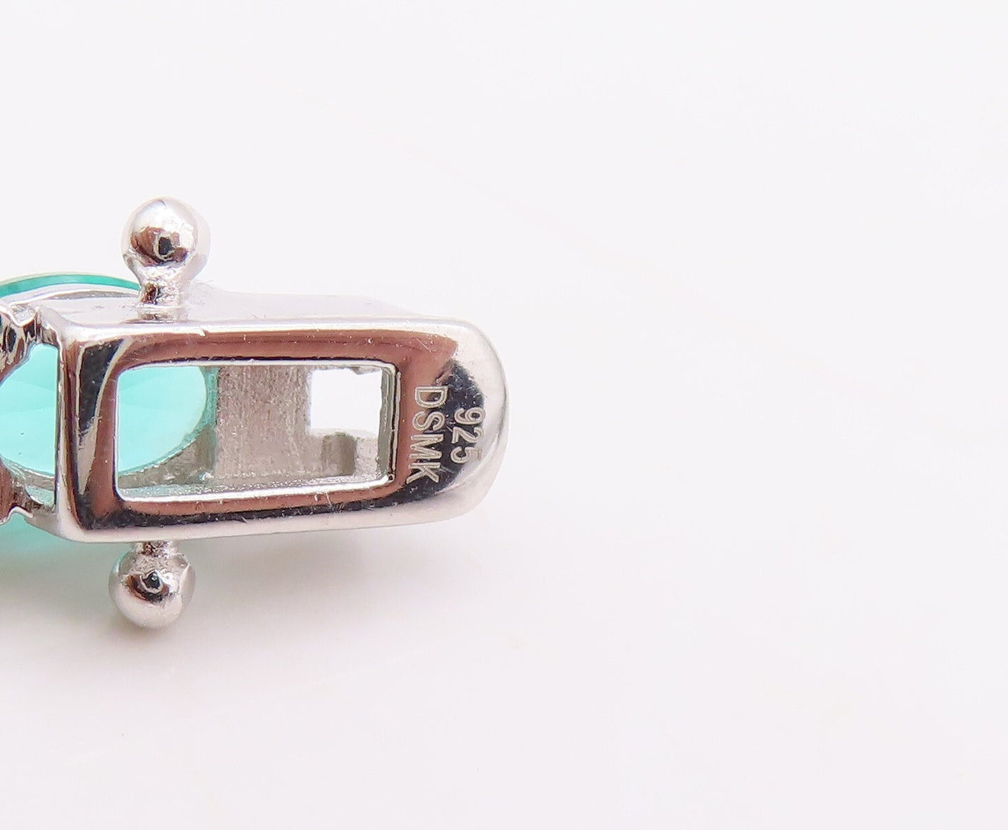 925 Sterling Silver Vintage Bracelet Oval Cut Sea Green & White Topaz  BT10880