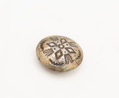 NAVAJO 925 Sterling Silver Vintage Carved Southwestern Button Cover TR3673