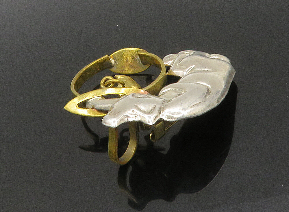 MEXICO 925 Silver  Vintage Shiny Two Tone Cat & Fish Bowl Brooch Pin  BP9178
