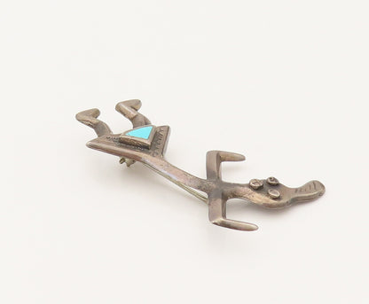 NAVAJO 925 Silver  Vintage Inlaid Turquoise Rainbow Man Brooch Pin  BP10244