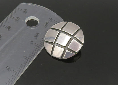 MEXICO 925 Sterling Silver  Vintage Round Grid Non Pierce Earrings  EG11068