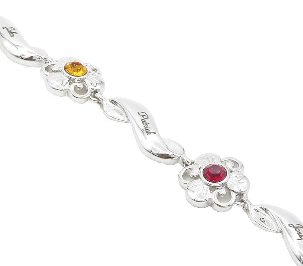 925 Sterling Silver  Cubic Zirconia Citrine & Topaz Chain Bracelet  BT5803