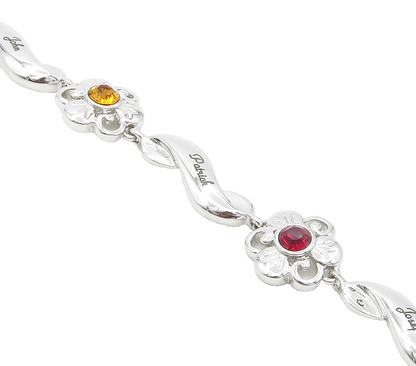 925 Sterling Silver  Cubic Zirconia Citrine & Topaz Chain Bracelet  BT5803